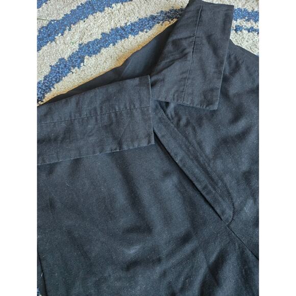 Zara Wide Leg Pants Fold Over Waist Black Linen Blend Size Small - Picture 5 of 8